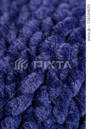 new soft blue threads with traces of other threads in close-up 116164628