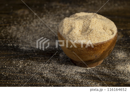 fresh crumbly bread crumbs from dehydrated white bread 116164652