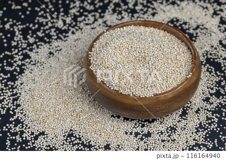 a large amount of quinoa groats during porridge cooking 116164940