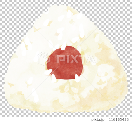 三角飯糰配酸梅，水彩觸感 116165436