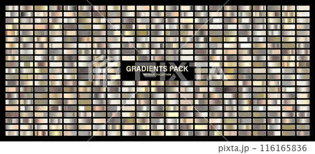 Silver glossy gradient, metal foil texture. Color swatch set. Collection of high quality gradients. Shiny metallic background. Design element. Vector illustration Silver glossy gradient, metal foil texture. Color swatch set. Collection of high quality gradients. Shiny metallic background. Design element. Vector illustration 116165836