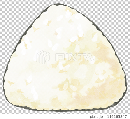 Triangular rice ball with no filling, wrapped in seaweed on the outside, watercolor touch 116165847