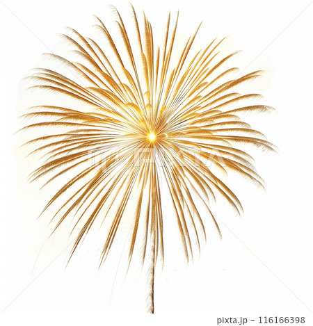 白バックに輝く打ち上げ花火 イラスト素材 116166398