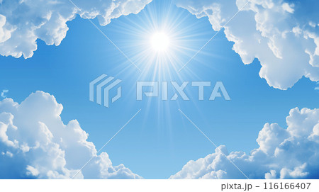 中央がひらけた青空イラスト 背景素材 116166407