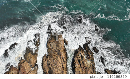 Drone aerial view of arco Calan coast near Constitucion Chile, Pacific ocean, Top view Drone aerial view of arco Calan coast near Constitucion Chile, Pacific ocean, Top view 116166839