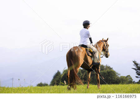 乗馬を楽しむ女性 乗馬を楽しむ女性 116166975