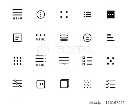 ハンバーガーメニュー デザイン セット ( ベクター 黒 シンプル ) 116167025