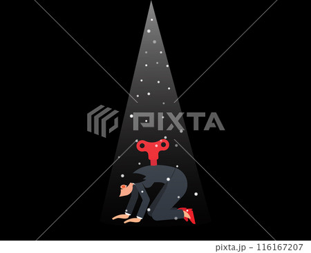 Control manipulation and marionette concept. Tired and weak business woman Control manipulation and marionette concept. Tired and weak business woman 116167207