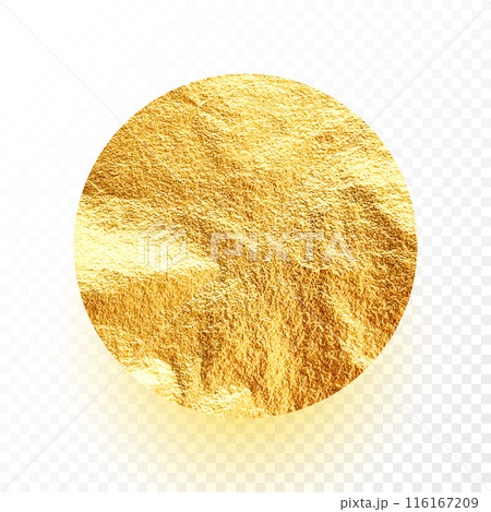 Gold foil, shiny handmade circle. Golden glittering texture, pattern. Luxury shining hand drawn background. Wedding, greeting card decoration element. Modern minimalist art. Vector illustration Gold foil, shiny handmade circle. Golden glittering texture, pattern. Luxury shining hand drawn background. Wedding, greeting card decoration element. Modern minimalist art. Vector illustration 116167209