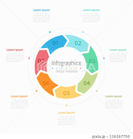 Infographic 7 options design elements for your business data. Vector Illustration. 116167750