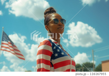 African-American woman on Independence Day 116167955