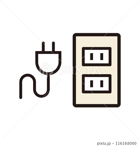 差し込みプラグとコンセントのアイコン 116168000