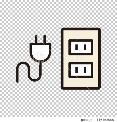 差し込みプラグとコンセントのアイコン 116168000