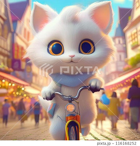 自転車に乗って出かける子猫 自転車に乗って出かける子猫 116168252