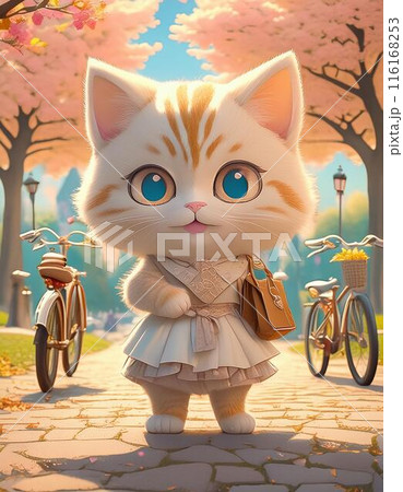 自転車に乗って出かける子猫 自転車に乗って出かける子猫 116168253