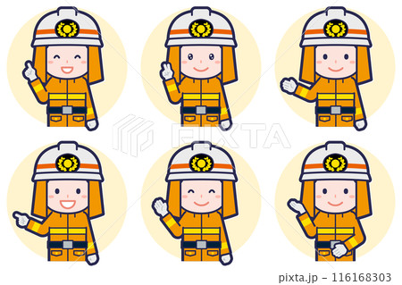 男性消防士のポーズセット_03 116168303