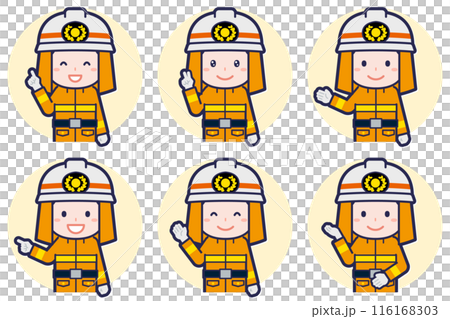 男性消防士のポーズセット_03 116168303