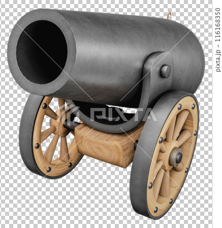 Ancient Vintage Medieval Cannon. 3D Illustration. Ancient Vintage Medieval Cannon. 3D Illustration. 116168350