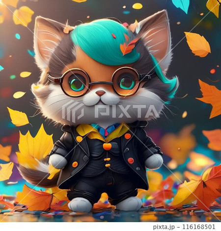 オシャレな子猫がカラフルペイントまみれ	 116168501