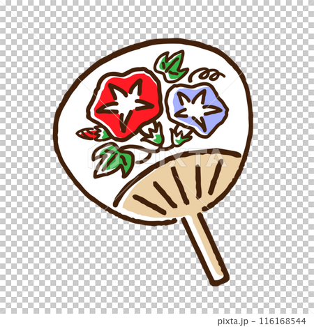 上面有牽牛花圖案的扇子 116168544