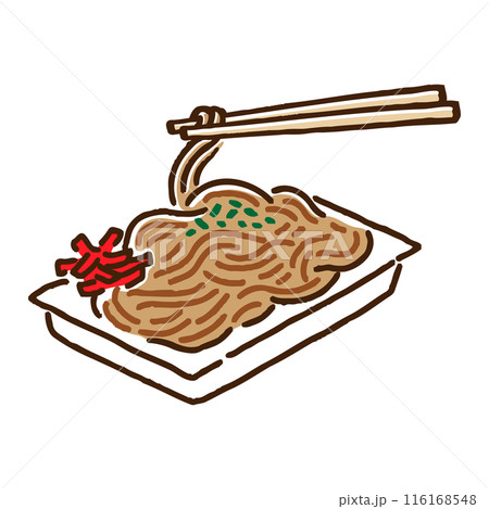 お祭りの屋台で売られている焼きそば お祭りの屋台で売られている焼きそば 116168548