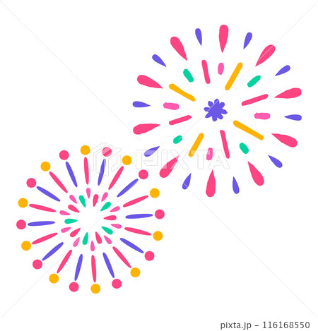 お祭りの空に上がる花火 116168550