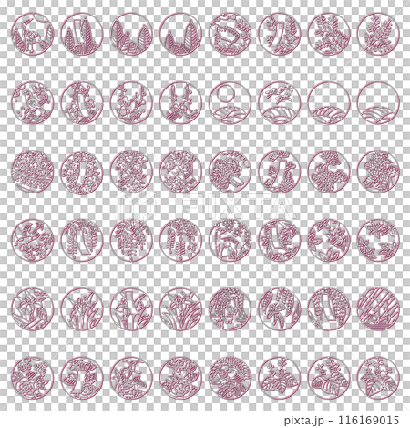 カラーシャドウの円形シンプル花札アイコンセット カラーシャドウの円形シンプル花札アイコンセット 116169015