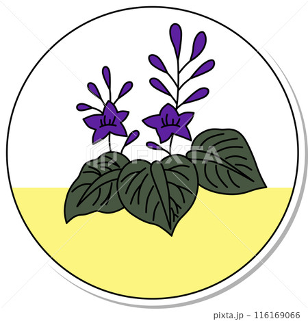 ステッカー風の円形花札 師走 桐 12月 桐のカス ステッカー風の円形花札 師走 桐 12月 桐のカス 116169066