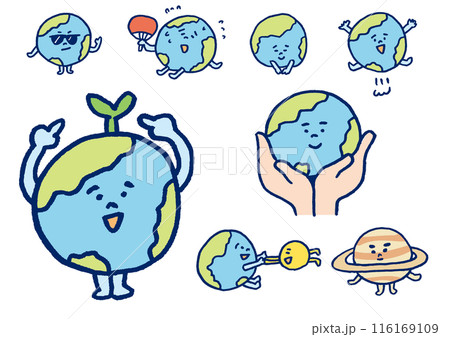 青く美しいかわいい地球のキャラ素材 116169109
