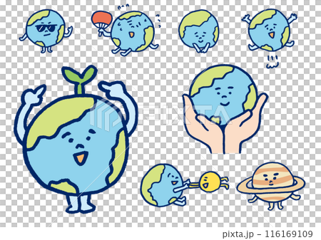 青く美しいかわいい地球のキャラ素材 116169109