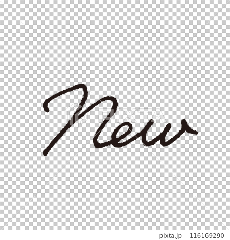 The word "New" written with a pen, handwritten The word "New" written with a pen, handwritten 116169290