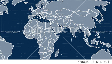 Image of data processing over world map 116169491