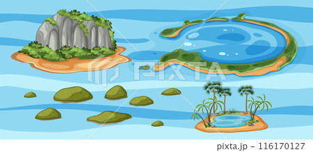 Scenic Island Landforms Illustration 116170127