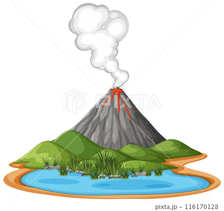 Erupting Volcano Near a Lake Erupting Volcano Near a Lake 116170128