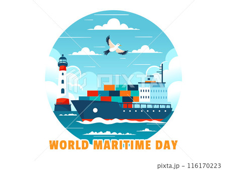 World Maritime Day Vector Illustration with Sea and Ship for Shipping Safety, Security, and the Marine Environment in a Nautical Flat Background World Maritime Day Vector Illustration with Sea and Ship for Shipping Safety, Security, and the Marine Environment in a Nautical Flat Background 116170223