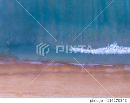 Top view Beach waves background, Natural background, photo sea waves texture background 116170348