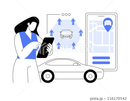 Booking a carsharing car abstract concept vector illustration. Booking a carsharing car abstract concept vector illustration. 116170542