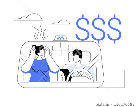 Expensive taxi ride abstract concept vector illustration. Expensive taxi ride abstract concept vector illustration. 116170585