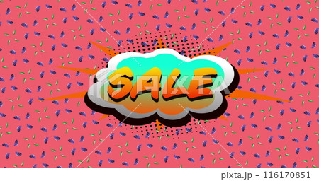 Image of sale text over retro vibrant pattern background Image of sale text over retro vibrant pattern background 116170851