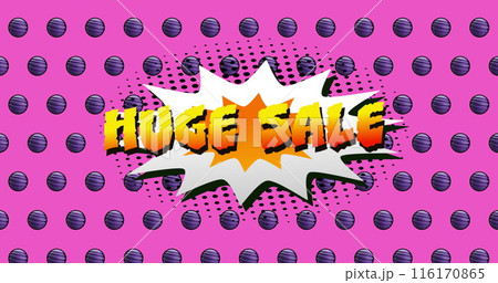 Image of huge sale text over retro vibrant pattern background 116170865