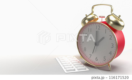 The pill pack and clock for medical or health concept 3d rendering. 116171520