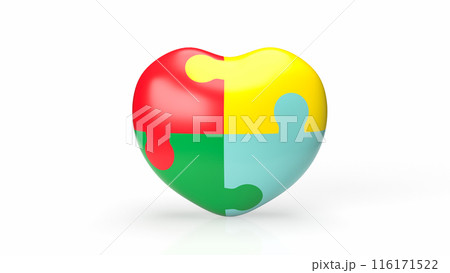 The puzzle heart multicolour  for empathy and teamwork 3d rendering. 116171522
