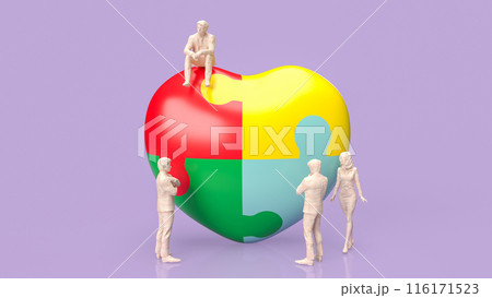 The puzzle heart multicolour  for empathy and teamwork 3d rendering. 116171523