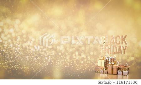 The Black Friday text and gift box for offer or advertising concept 3d rendering. 116171530