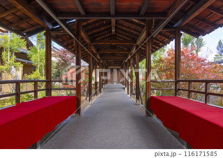 大徳寺塔頭　総見院　信長公木像を運んだ輿がある回廊 116171585