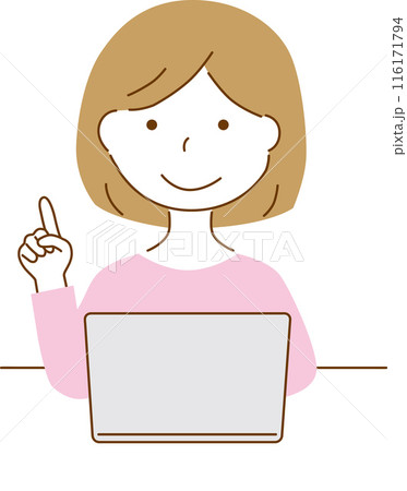 パソコン ワンポイントアドバイスをする女性 パソコン ワンポイントアドバイスをする女性 116171794