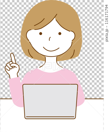 パソコン ワンポイントアドバイスをする女性 パソコン ワンポイントアドバイスをする女性 116171794