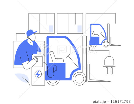 Electric forklift abstract concept vector illustration. Electric forklift abstract concept vector illustration. 116171798