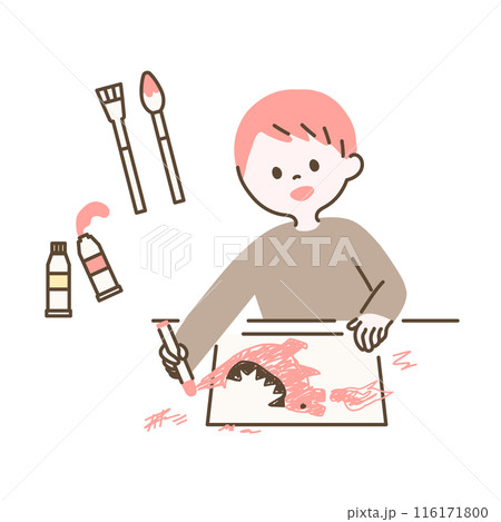 絵を描く子供のイラスト 116171800