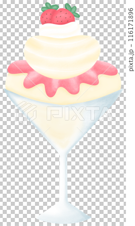 Strawberry and chocolate ice cream in a tall glass 116171896